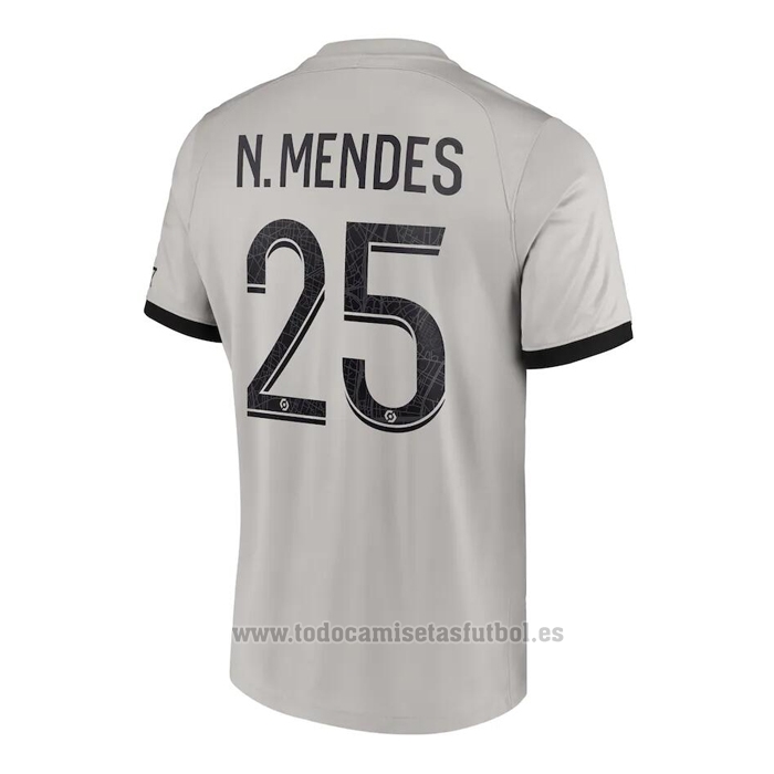 Camiseta Paris Saint-Germain Jugador N.Mendes 2ª 2022-2023